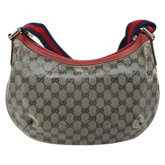 Authentic GUCCI GG Crystal Shoulder Bag Coated Canvas Navy Gold 181092 - Picture 9 of 16